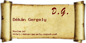 Dékán Gergely névjegykártya