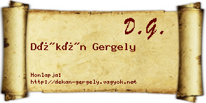 Dékán Gergely névjegykártya